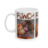 Cute Monkey Punch Coffee Mug Funny Animal Aesthetic Baby Monkey Ceramic Mug Adorable Cartoon Style Coffee Cup Gift For Kids Animal Lovers