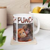 Cute Monkey Punch Coffee Mug Funny Animal Aesthetic Baby Monkey Ceramic Mug Adorable Cartoon Style Coffee Cup Gift For Kids Animal Lovers