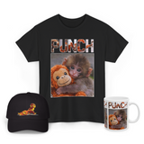 Punch Monkey Cute Baby Monkey Graphic T Shirt Combo Pack Premium Cotton Funny Cartoon Streetwear Tee Cap Mug Set
