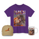 Punch Monkey Cute Baby Monkey Graphic T Shirt Combo Pack Premium Cotton Funny Cartoon Streetwear Tee Cap Mug Set