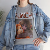 Punch Monkey Cute Graphic T Shirt Funny Animal Cartoon Tee Aesthetic Baby Monkey Print Unisex Cotton White Tshirt