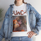 Punch Monkey Cute Graphic T Shirt Funny Animal Cartoon Tee Aesthetic Baby Monkey Print Unisex Cotton White Tshirt