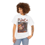 Punch Monkey Cute Graphic T Shirt Funny Animal Cartoon Tee Aesthetic Baby Monkey Print Unisex Cotton White Tshirt