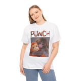 Punch Monkey Cute Graphic T Shirt Funny Animal Cartoon Tee Aesthetic Baby Monkey Print Unisex Cotton White Tshirt
