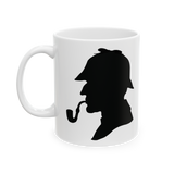 Sherlock Holmes Silhouette Coffee Mug Detective Classic Mystery Art Ceramic Mug Vintage Minimal Black White Coffee Cup Gift for Readers
