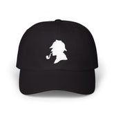 Sherlock Holmes Silhouette Baseball Cap Detective Icon Embroidered Hat Black Minimal Mystery Style Adjustable Cotton Cap Unisex
