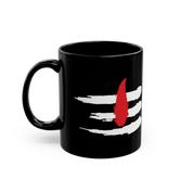 Shiv Tilak Coffee Mug Minimal Trishul Style Brush Stroke Tilak Design Black Ceramic Mug Spiritual Symbol Premium Printed Cup
