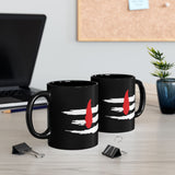 Shiv Tilak Coffee Mug Minimal Trishul Style Brush Stroke Tilak Design Black Ceramic Mug Spiritual Symbol Premium Printed Cup