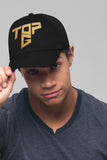 Top G Gold Embroidery Baseball Cap Bold Typography Logo Black Adjustable Cotton Dad Hat Streetwear Unisex Cap