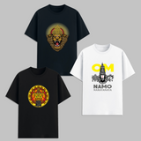 Hindu God Graphic T Shirt Combo Pack Narasimha Namo Narayanaya Spiritual Printed Cotton Unisex Black White Devotional Tees India