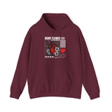 Heart Flower Graphic Hoodie Comfortable Unisex Heavy Blend Sweatshirt Bold Red and Black Floral Heart Design Streetwear Symbol of Love Strength and Vitality Perfect Gift for Friends Birthdays Cozy Days and Casual Wear