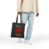Deus Vult Tote Bag Cotton Canvas Medieval Knight Cross Crusader Shield Christian Warrior Faith Design Durable Reusable Eco Friendly Shopping Carry Bag