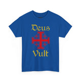 Unisex Deus Vult T Shirt Medieval Crusader Cross Graphic Tee Warrior Knight Inspired Vintage Christian Symbol Heavy Cotton Streetwear