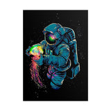 Galactic Dream Astronaut Neon Art Matte Vertical Poster Futuristic Space Wall Art Vibrant Cosmic Print Premium Home Decor for Sci Fi Lovers Creative Studios and Modern Interiors