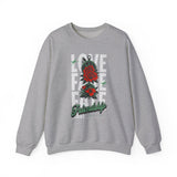 Love Fake Friendship Rose Crewneck Comfortable Unisex Sweatshirt Bold Graphic Streetwear Pullover Empowering Artistic Floral Design For Self Expression Perfect Gift For Friends Birthdays Cozy Days...