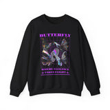 Butterfly Holographic Unisex Heavy Blend Crewneck Sweatshirt Graphic Pullover Black Streetwear Where Elegance Takes Flight Trendy Aesthetic Fashion Outfit
