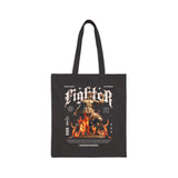 Fighter Resilience Victorious Flame Statue Graphic Cotton Canvas Tote Bag Unisex Motivational Durable Reusable Streetwear