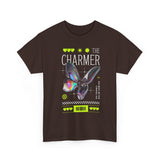 The Charmer Unisex Heavy Cotton Tee Futuristic Butterfly Graphic Streetwear Neon Cyber Aesthetic Artistic Fashion Statement T Shirt