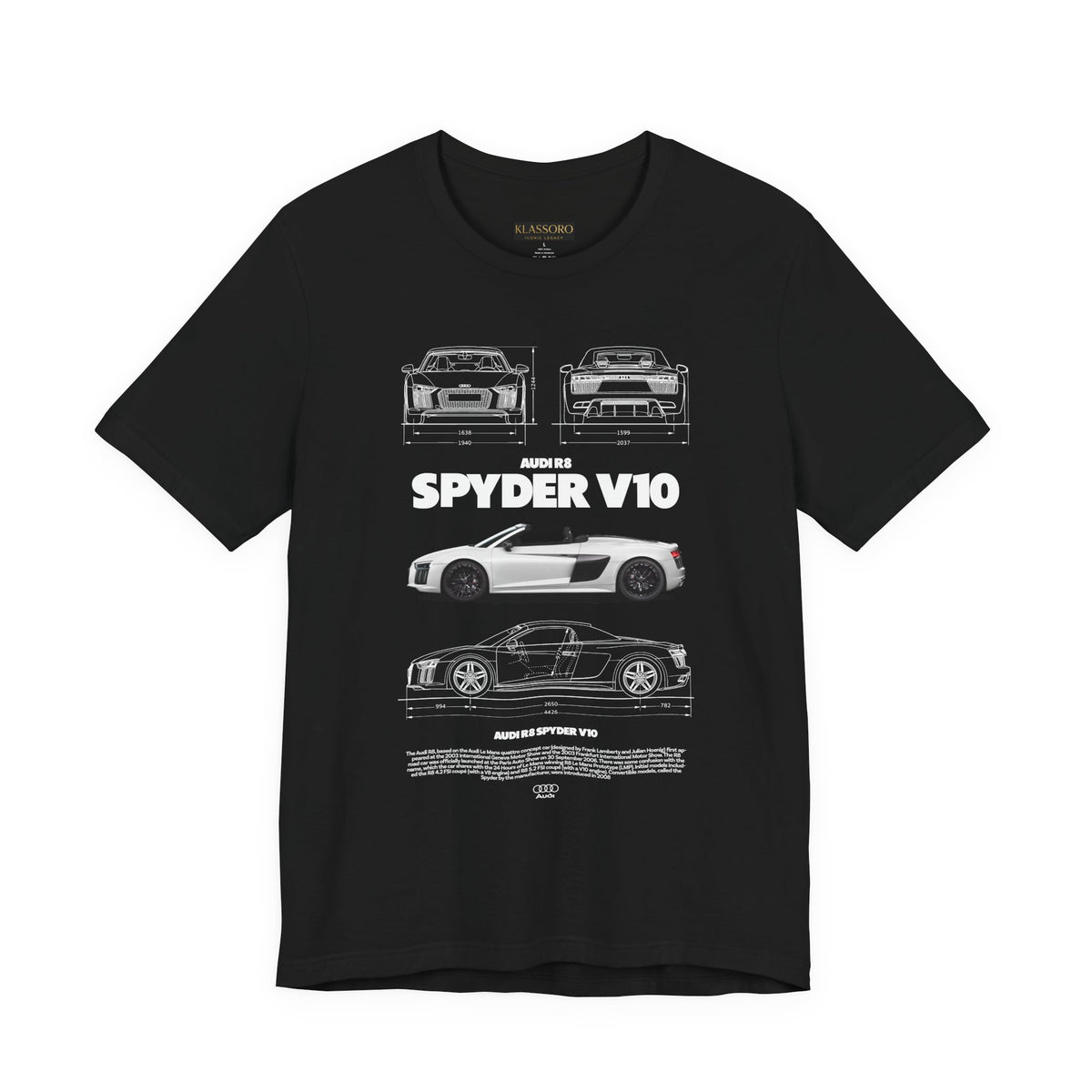 Audi R8 Spyder Inspired Illustrated Luxury Supercar Graphic T Shirt German Performance Convertible Sports Car Streetwear Racing Lifestyle Unisex Tee Gift For Exotic Car Enthusiasts