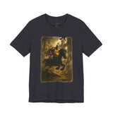 Medieval Knight On Horseback Fantasy Art Unisex Heavy Cotton Tee Epic Warrior Adventure Graphic Shirt Heroic Battle Scene Streetwear Bold Artistic Design