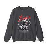 Brave Warrior Roman Gladiator Graphic Print Unisex Heavy Blend Crewneck Sweatshirt Bold Motivational Streetwear Pullover