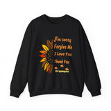 Ho’oponopono Sunflower Crewneck Unisex Sweatshirt Heavy Blend Pullover Healing Affirmation Spiritual Gratitude Mindfulness Positive Energy Apparel