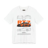 Orange Retro JDM Inspired Sports Coupe Blueprint Unisex Heavy Cotton Tee Street Racing Art Shirt for Car Lovers Daily Wear