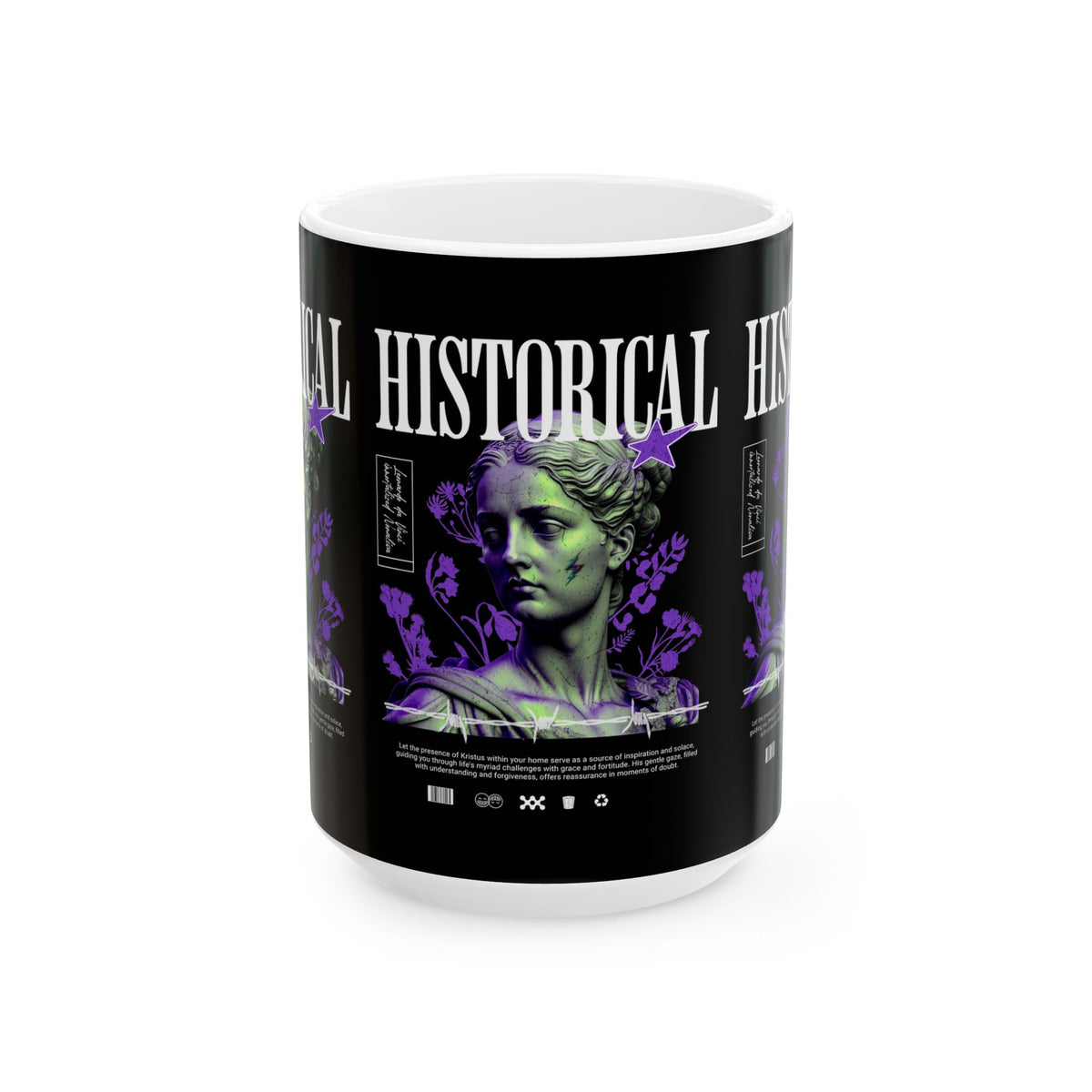Historical Greek Roman Statue Art Print Ceramic Mug Unisex Premium Coffee Tea Cup With Classical Aesthetic Design
