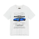 Aventador Blue Hypercar Blueprint Unisex Heavy Cotton Tee High Performance Streetwear Design for Car Enthusiasts Racers and Speed Lovers