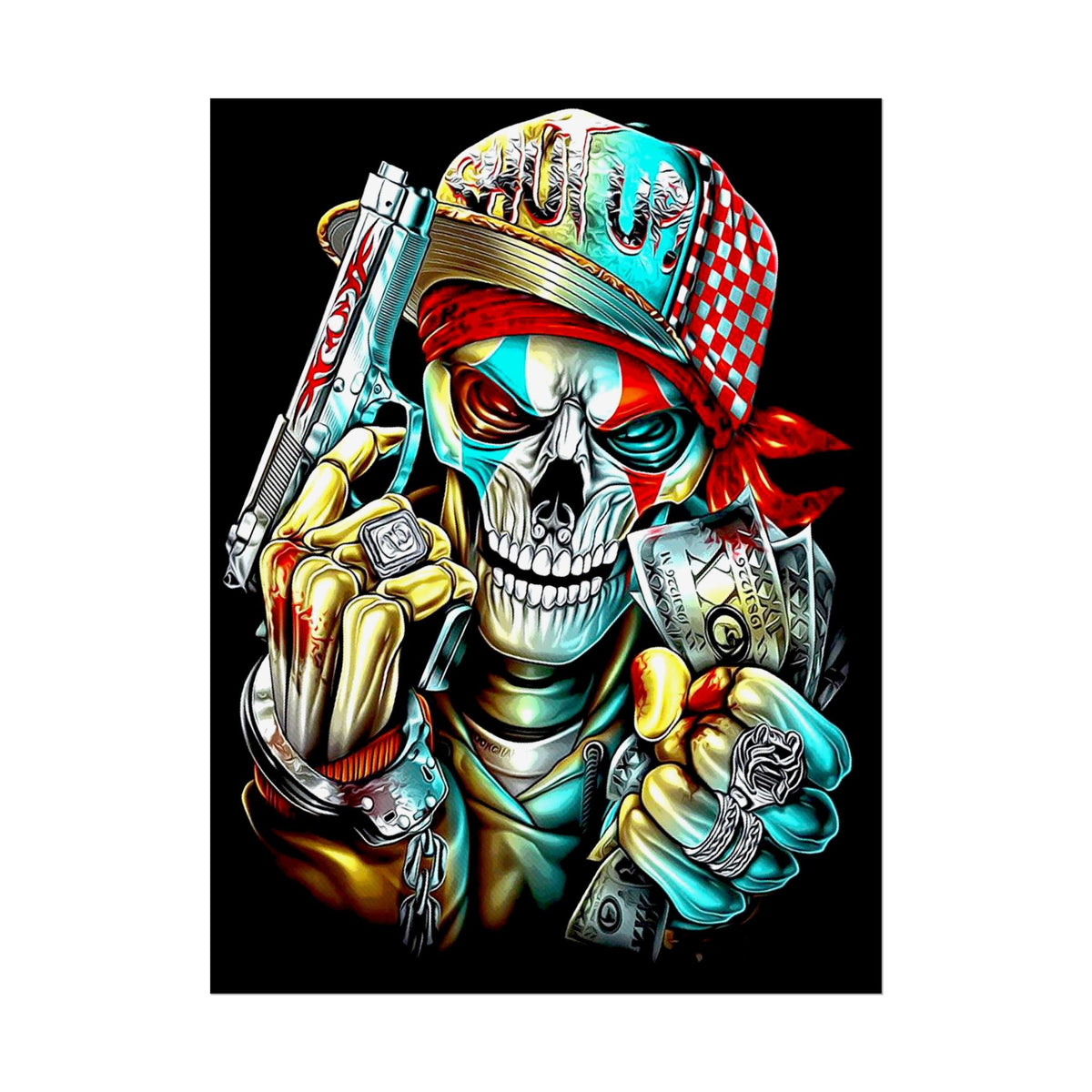 Skeleton Hustler Premium Poster Bold Street Art Wall Decor for Fearless Dreamers, Hustlers, and Visionaries