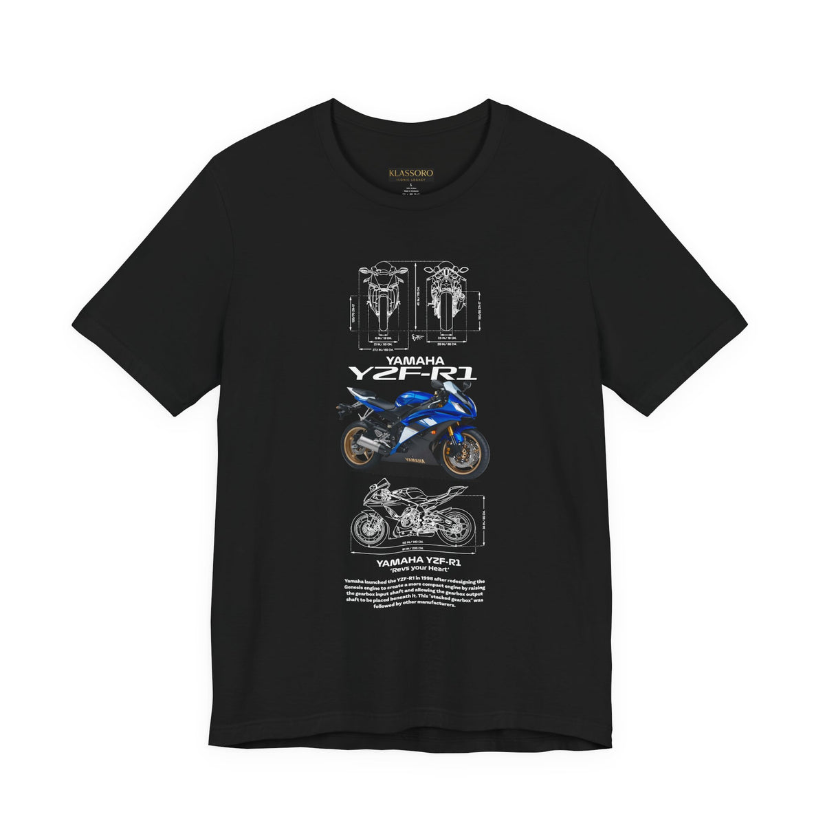 YZF-R1 Motorcycle Inspired Tee Japanese Liter Class Superbike Graphic Unisex Heavy Cotton Tee Racing Blueprint Streetwear Art Gift