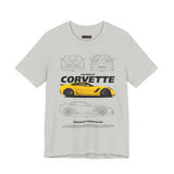 Yellow High Performance Sports Coupe Blueprint Art Unisex Heavy Cotton Tee Premium Streetwear For Car Enthusiasts Gearheads And Collectors