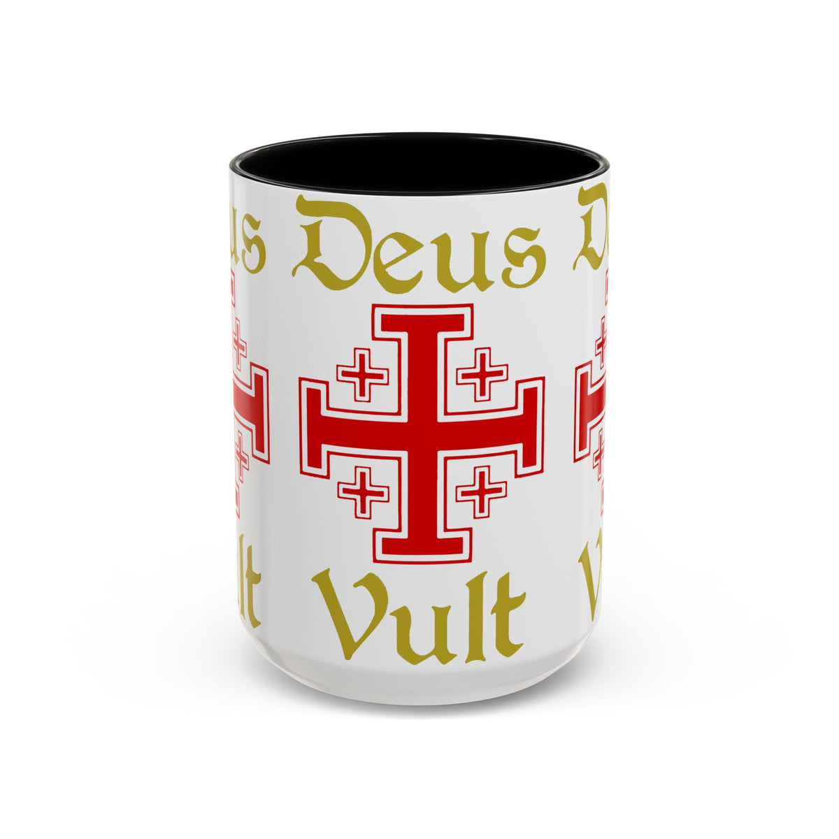 Deus Vult Accent Coffee Mug 11oz 15oz Red Cross Knight Crusader Ceramic Cup Bold Medieval Design Christian Symbol Faith Inspired Coffee Tea Gift Drinkware