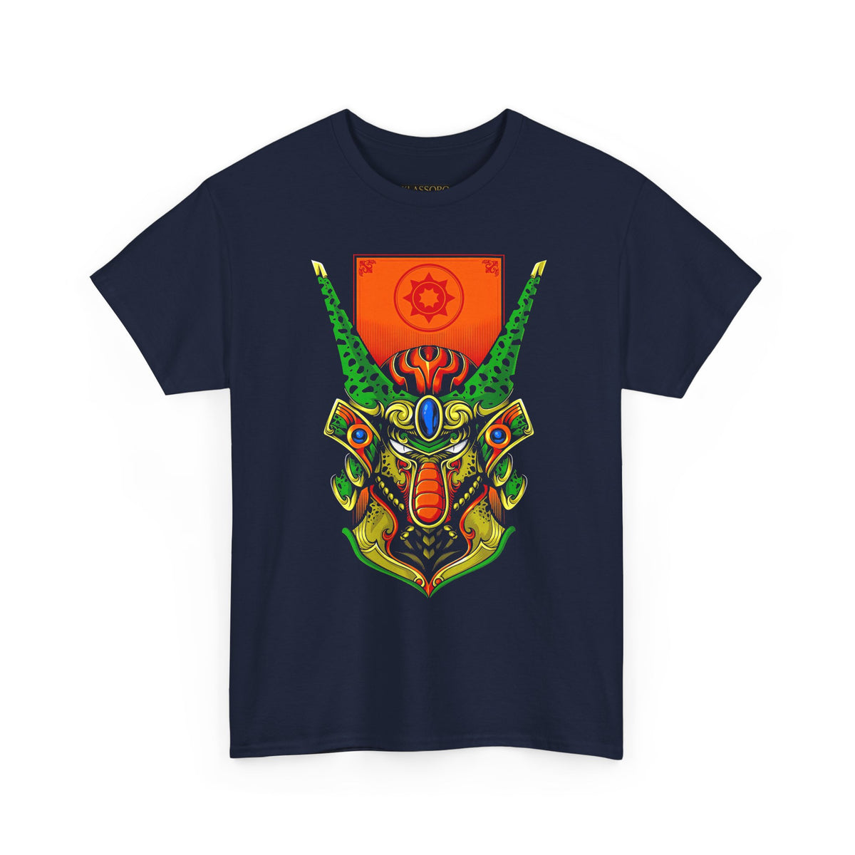 Cell Samurai Unisex Heavy Cotton Tee Vibrant Neon Japanese Warrior Art Streetwear T Shirt Futuristic Samurai Design Perfect For Anime Lovers Festivals Tattoo Artists And Modern Cultural Fashion Fans