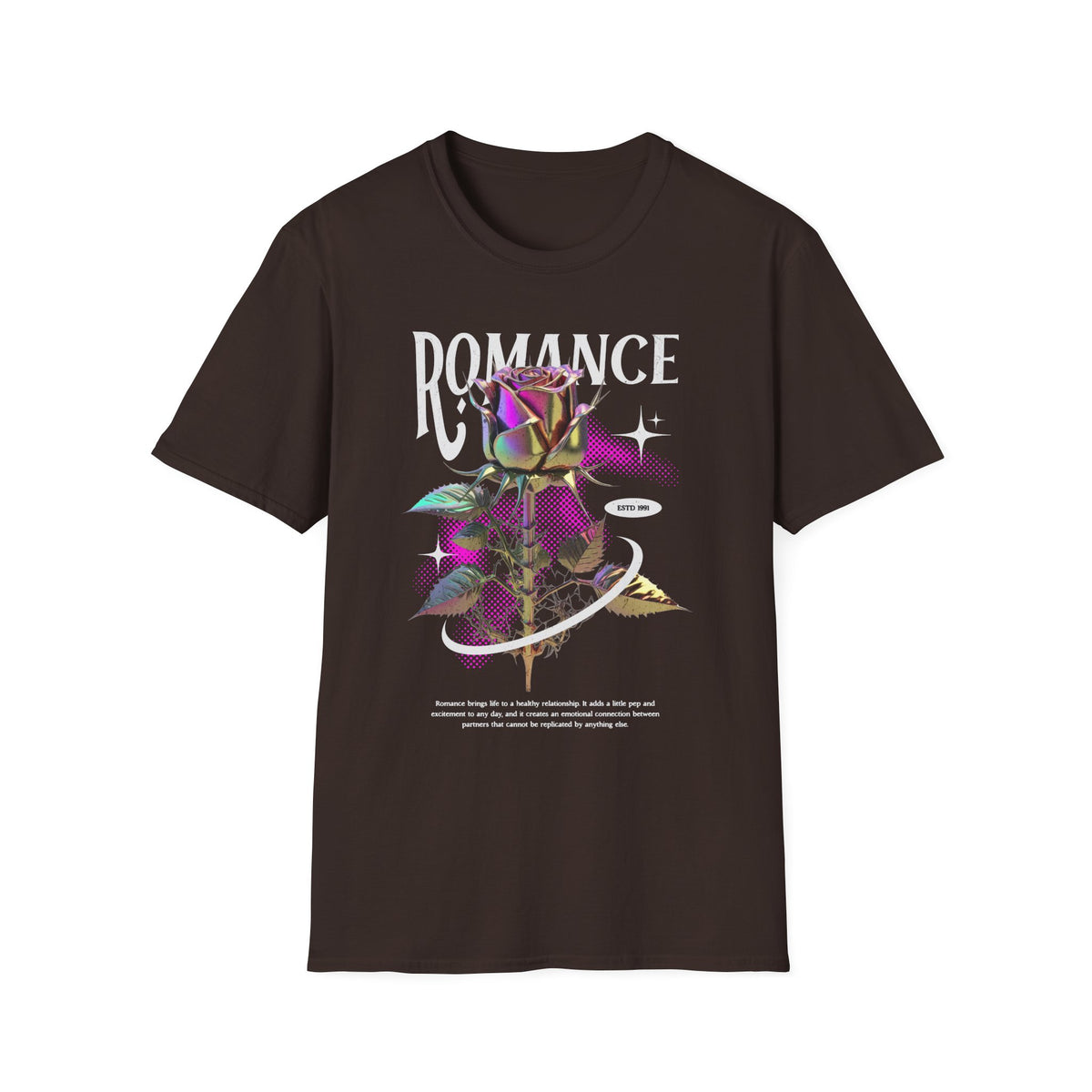 Unisex Softstyle T Shirt Romance Rose Graphic Black Tee Aesthetic Gothic Love Inspired Streetwear Fashion Bold Artistic Outfit
