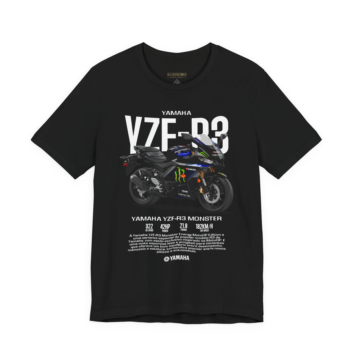 Yamaha YZF R3 Monster Energy Inspired Unisex Heavy Cotton Tee Racing Motorcycle Streetwear Graphic T Shirt Gift For Riders Bikers Moto Fans Casual Wear