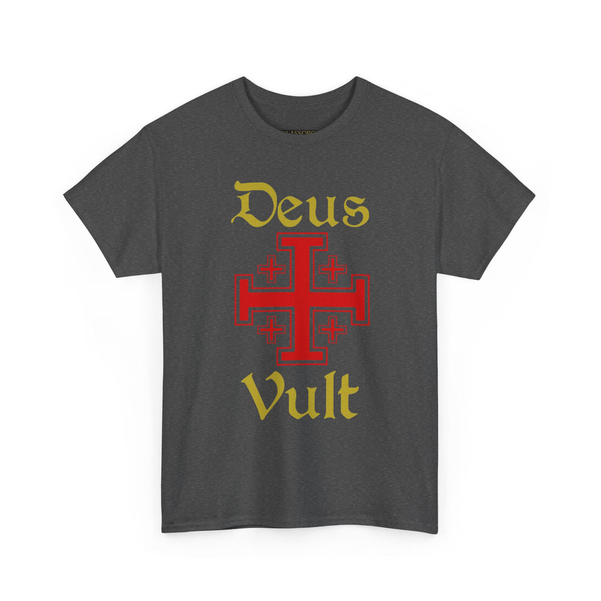Deus Vult Unisex T Shirt Medieval Crusader Cross Graphic Tee Warrior Knight Inspired Vintage Christian Symbol Heavy Cotton Streetwear