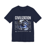 Civilization Eye Of Memory Graphic Unisex Jersey Short Sleeve Tee Futuristic Visionary Streetwear Bold Abstract Blue Eye T Shirt