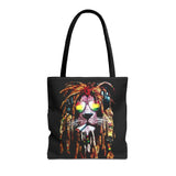 Rasta Lion Eco Tote Bag Vibrant Reggae Inspired Artistic Lion with Headphones Jamaican Island Style Bold Art Print Durable Cotton Canvas Bag for Music Lovers Travel or Daily Use by KLASSORO
