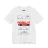 Porsche Racing Blueprint Tee — Vintage Red Sports Car Graphic T-Shirt