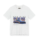 Blue Flame Street Racing Car Graphic Unisex Heavy Cotton Tee Bold Drift Style Automotive Streetwear Shirt