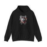 Money Bright Unisex Heavy Blend Hooded Sweatshirt Angel Statue Graphic Gothic Streetwear Red Neon Aesthetic Artistic Fashion Hoodie