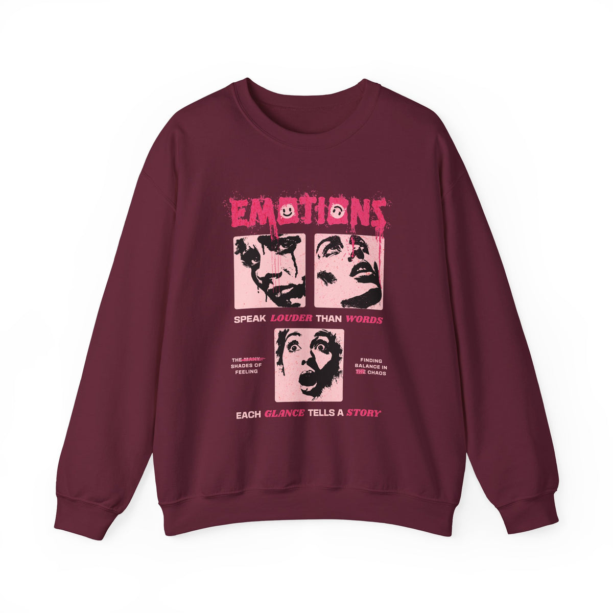 Emotions Speak Louder Than Words Graphic Unisex Heavy Blend Crewneck Sweatshirt Streetwear Art Fashion Statement Pullover