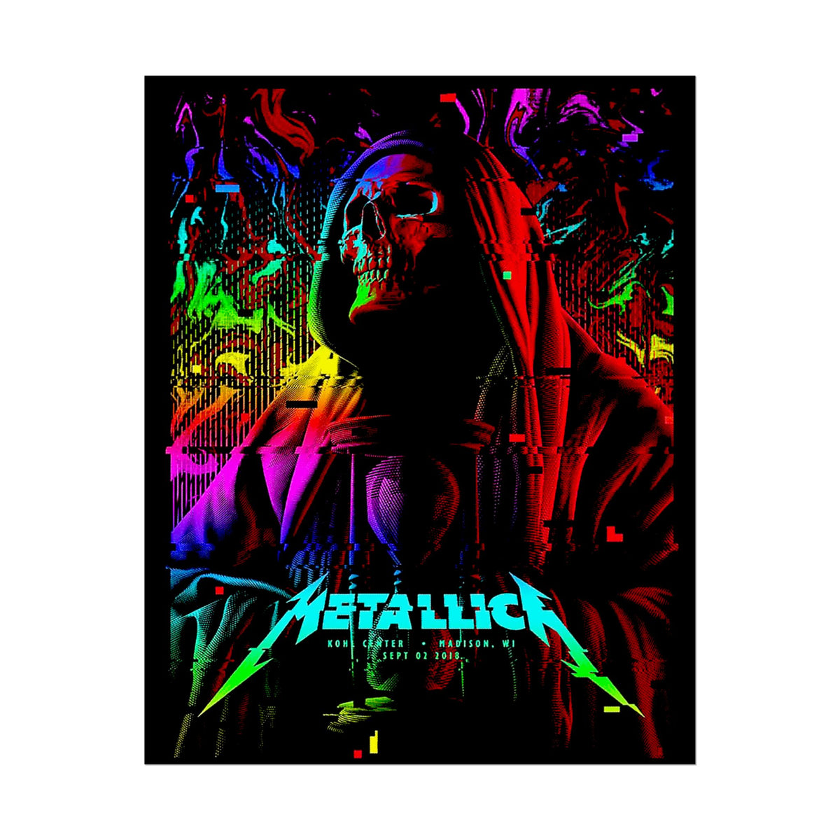 Reaper Of Neon Flames Poster Dark Neon Skull Wall Art Cosmic Energy Illustration Premium Matte Print For Home Studio Office And Urban Spaces