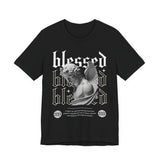 Blessed Angel Statue Graphic Unisex Jersey Short Sleeve Tee Gothic Streetwear Aesthetic Spiritual Bold Artistic Fashion T Shirt