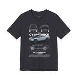 Cyber Truck Tesla Futuristic Electric Pickup Blueprint Art Unisex Heavy Cotton Tee Bold Streetwear Graphic Shirt For Car Lovers And Tech Enthusiasts