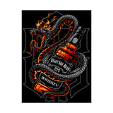 Inferno Spirit Fiery Dragon Whiskey Bottle Matte Vertical Poster Bold Bar Wall Art Gothic Biker Decor Streetwear Aesthetic Tattoo Flame Design Symbol of Rebellion Passion and Energy