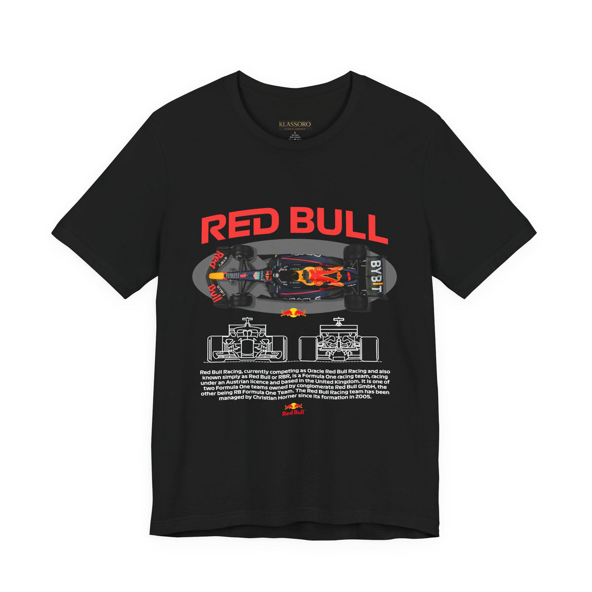Formula One Style Open Wheel Racing Car Overhead Graphic Unisex Tee Motorsport Performance Streetwear Inspired By Red Bull Racing Colors High Speed Track Culture Design For Racing Fans