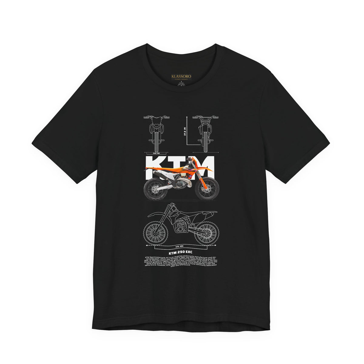 KTM 250 EXC Dirt Bike Blueprint Unisex Heavy Cotton Tee Motocross Enduro Racing Inspired Graphic T Shirt For Riders And Adventure Lovers