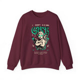 I Don’t Care True Freedom Angel Unisex Heavy Blend Crewneck Sweatshirt Gothic Cherub Graphic Bold Motivational Streetwear Statement Pullover